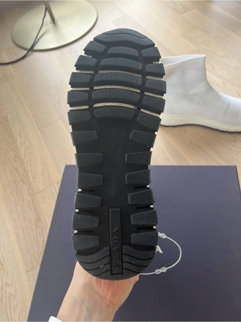 Prada White Knit Sock Trainer Boots - Picture 4 of 5